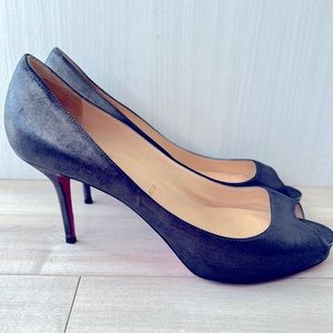 CHRISTIAN LOUBOUTIN - Dark grey open toe heels - size 42